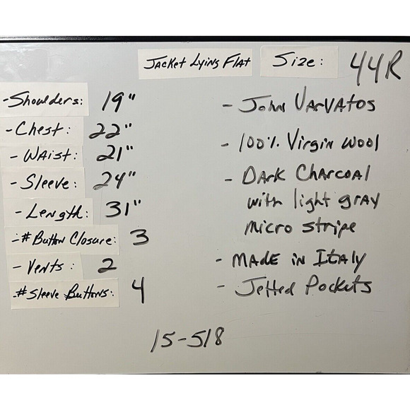 John Varvatos Collection 44R Dark Gray Micro Stripe Blazer Sport Suit Jacket - Picture 9 of 16